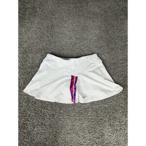 Nike Dri-FIT Skort Womens Medium White Blue Stripe Athletic Tennis 373948-100